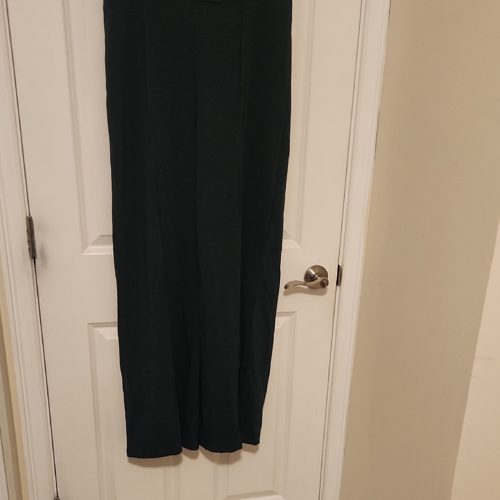 Sleek Dark Green Wide Leg Pants